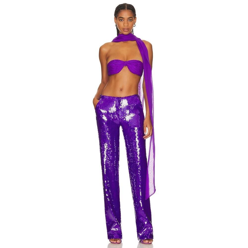 LaQuan Smith Ruched Bandeau Top 100% Silk Scarf Evening Party Statement XS